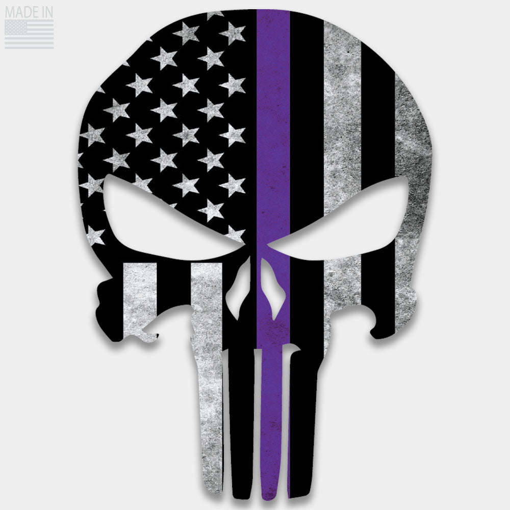 American Made Thin Purple Line American Flag die cut punisher skull premium vinyl decal