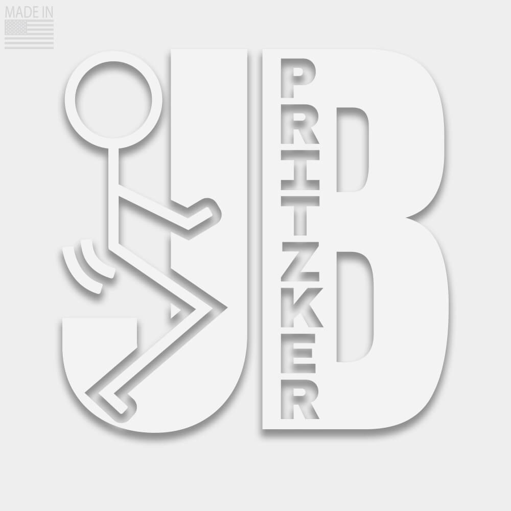 American Made White Vinyl Die Cut Fuck JB Pritzker Stick Figure Decal for Car or Truck