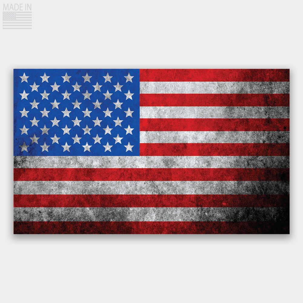 American Made Distressed Finish Red White and Blue American Flag Sticker Decal for Car or Truck made from premium vinyl