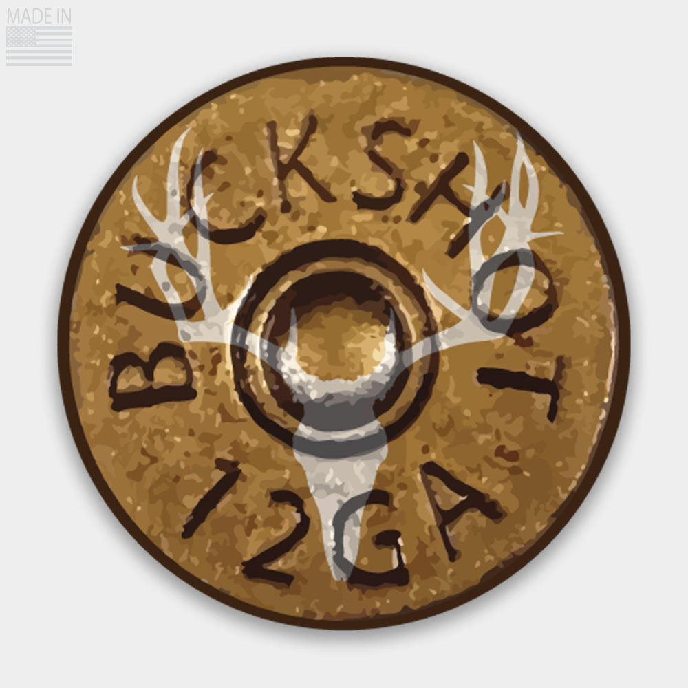 Buckshot deer skull shotgun shell sticker