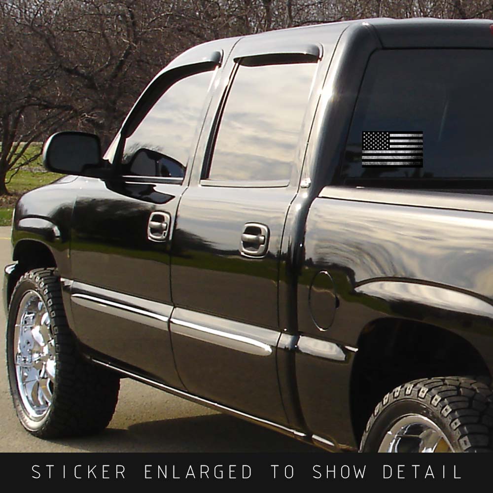 Black & Grey American Flag decal on truck window