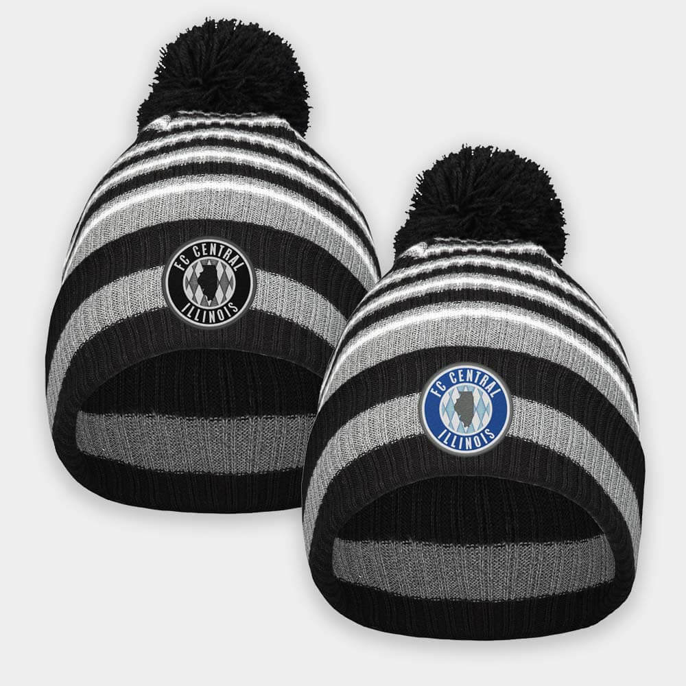 Black FC Central Illinois Crest Pom Beanies