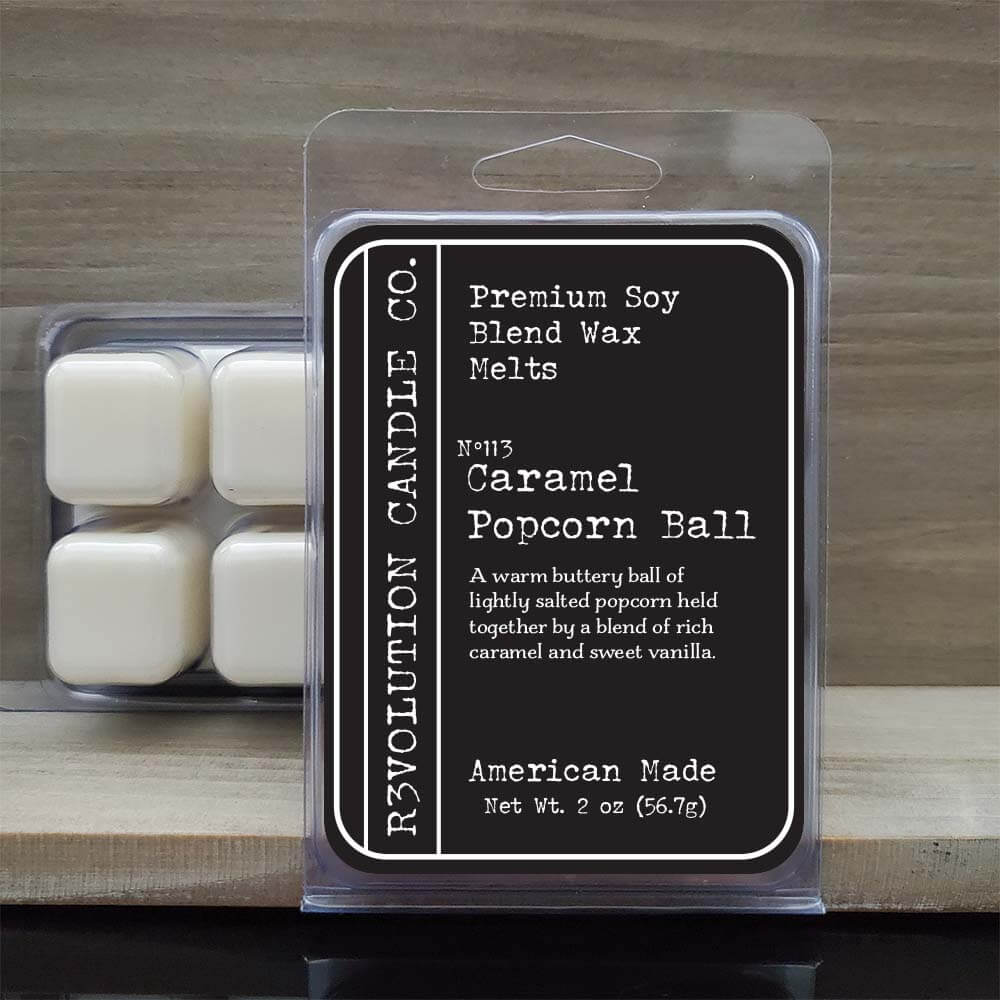 Revolution Candle Co Caramel Popcorn Ball scented wax melts. Handcrafted in the USA