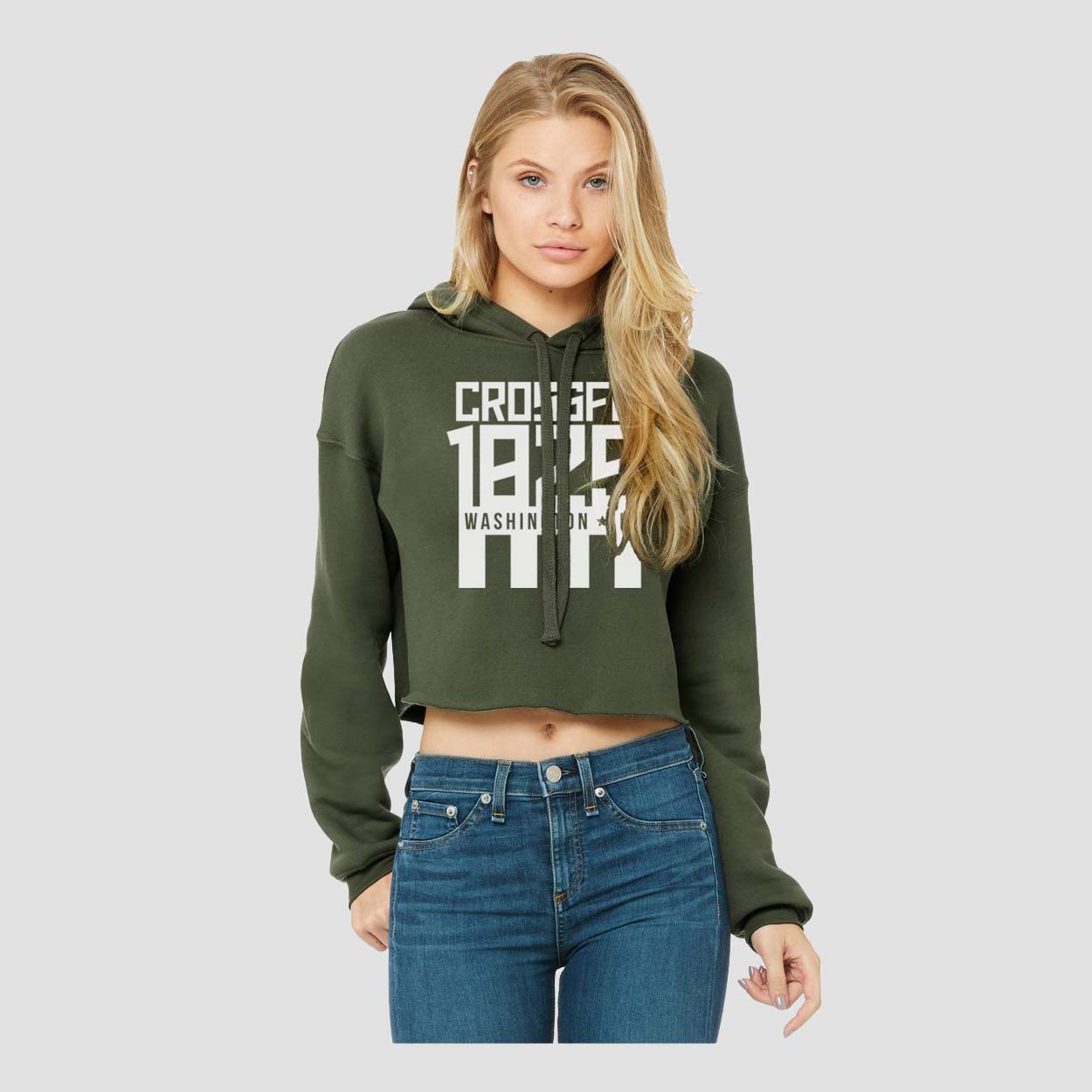 CF1825 White Logo Women's Crop Hoodie