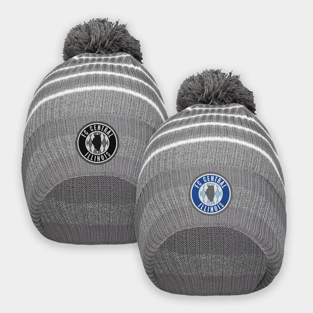Gray Pom Beanie with FC Central crest embroidered