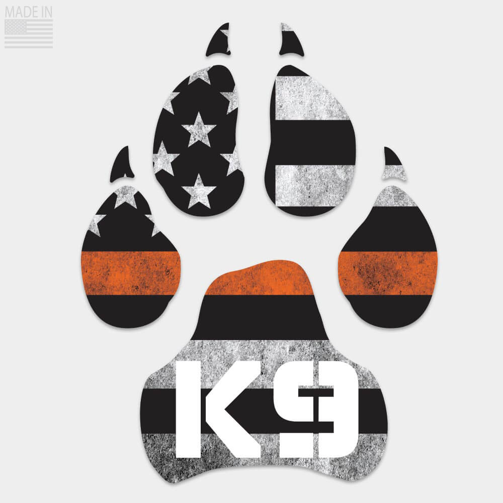 K-9 Thin Orange line Flag die cut decal