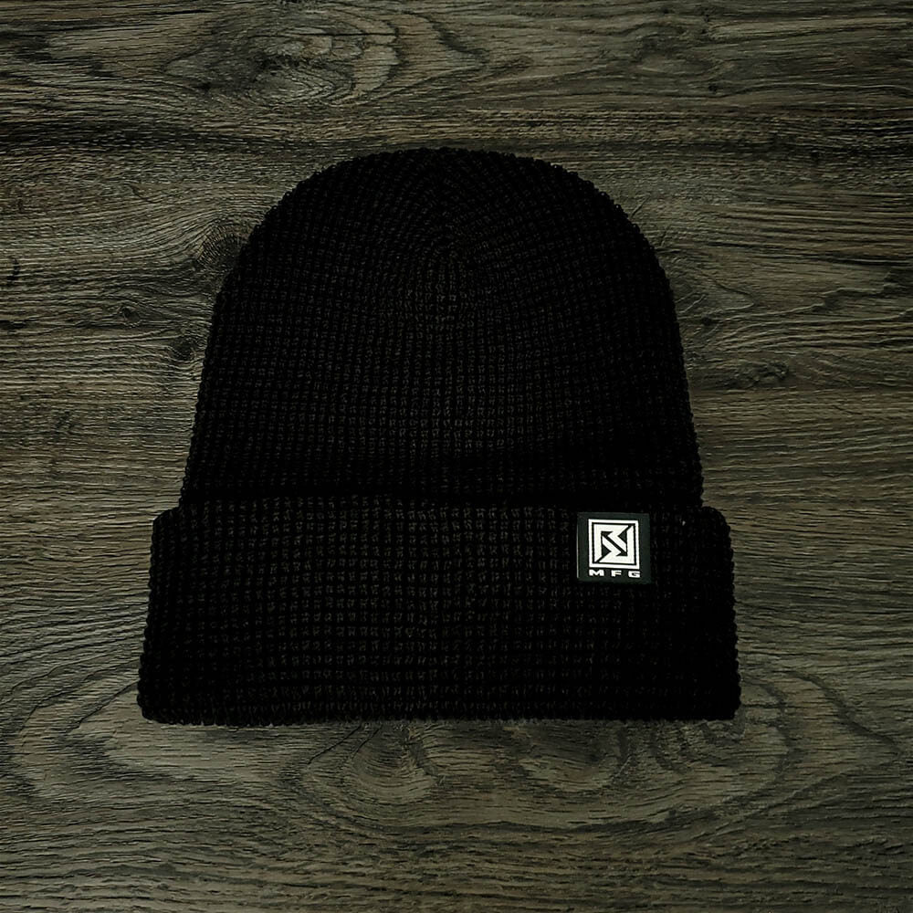 Revolution MFG Polyester Waffle Knit Beanie - Black