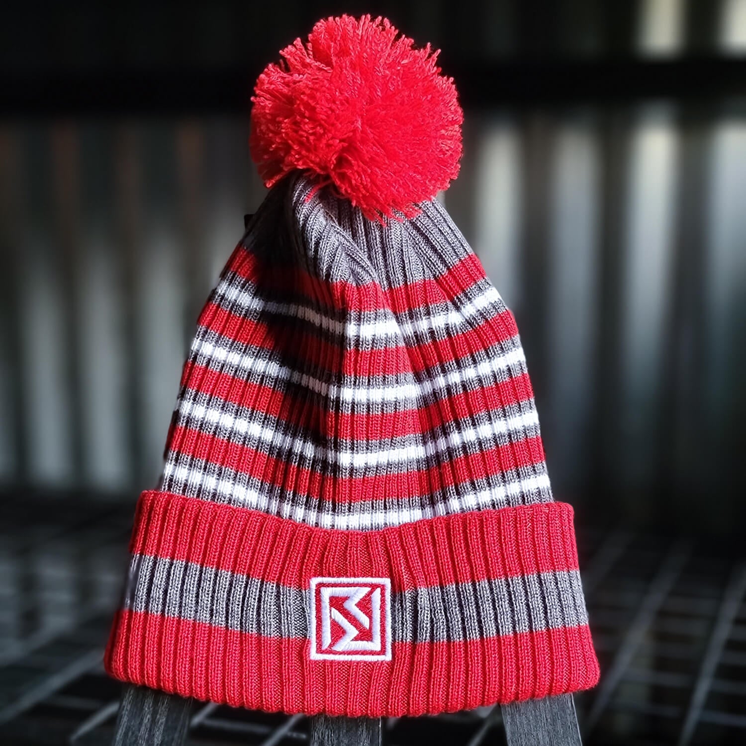 Original Logo Pom Beanie - Red | White
