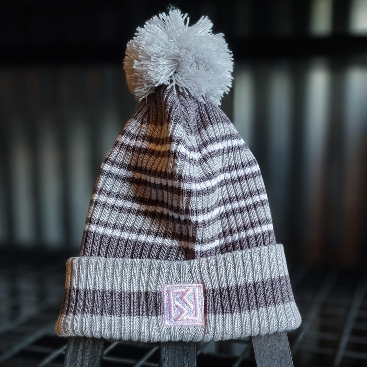 Original Logo Pom Beanie - Silver | Pink