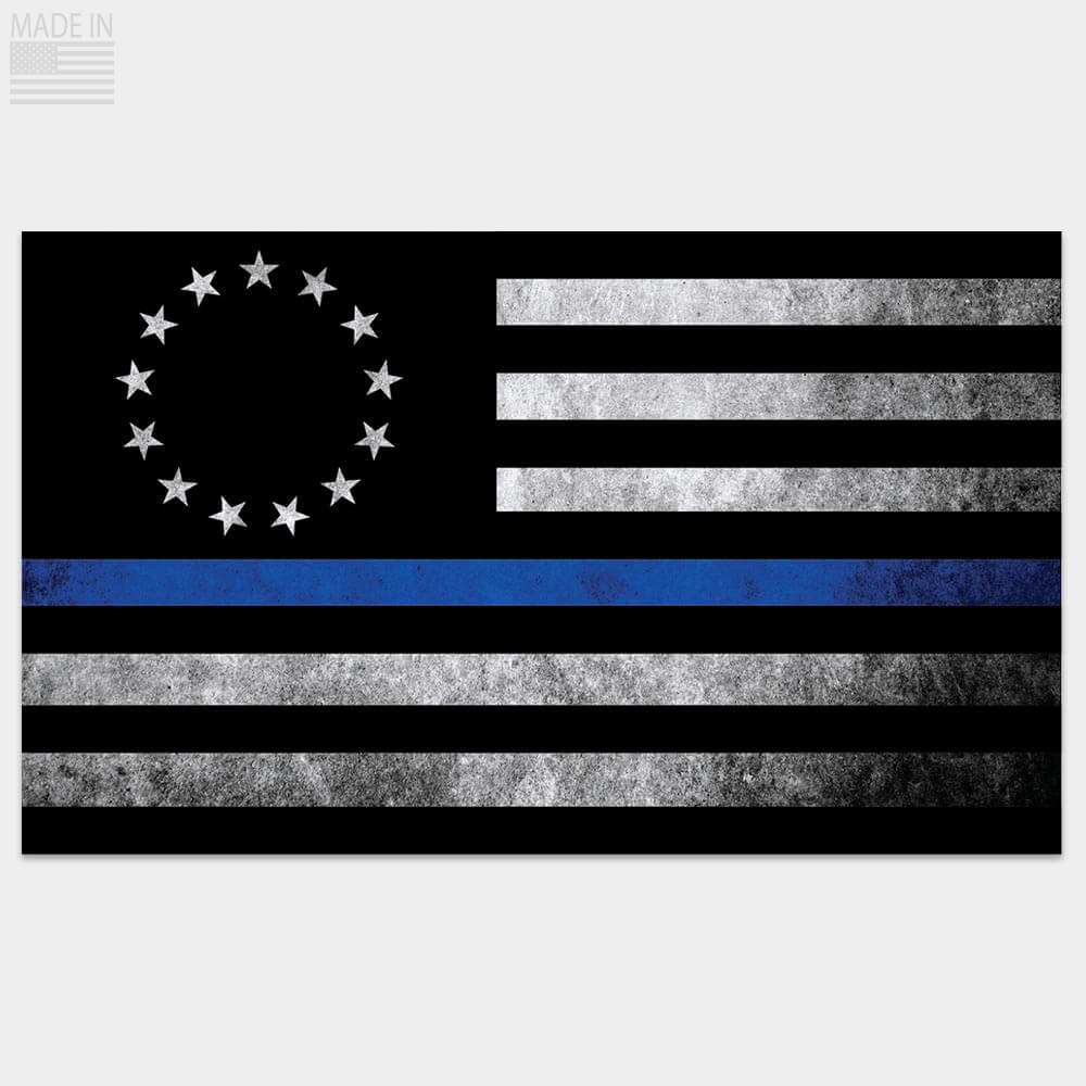 Premium Thin Blue Line Betsy Ross Flag Sticker