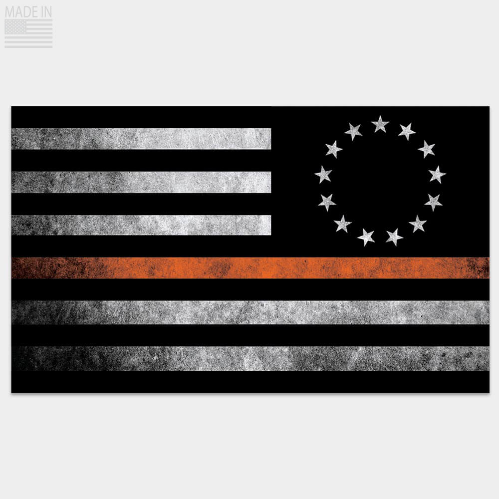 Thin Orange Line Betsy Ross flag sticker reverse orientation