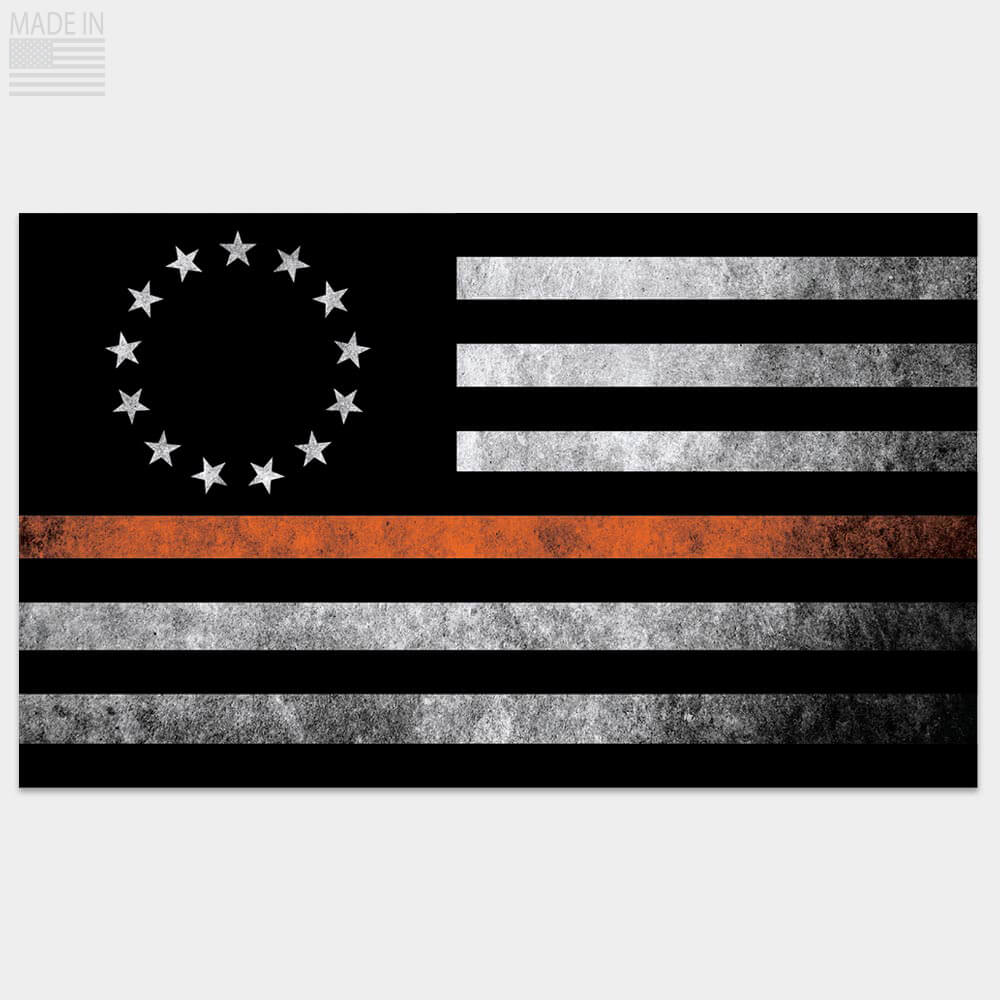 Thin Orange Line Betsy Ross Flag sticker for search and rescue personnel