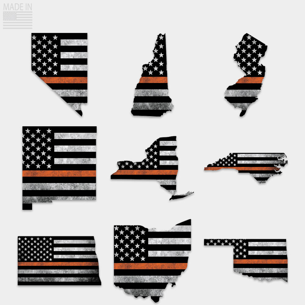 Search and Rescue Thin orange line stickers for Nevada, New Hampshire, New Jersey, New Mexico, New York, North Carolina, North Dakota, Ohio, Oklahoma