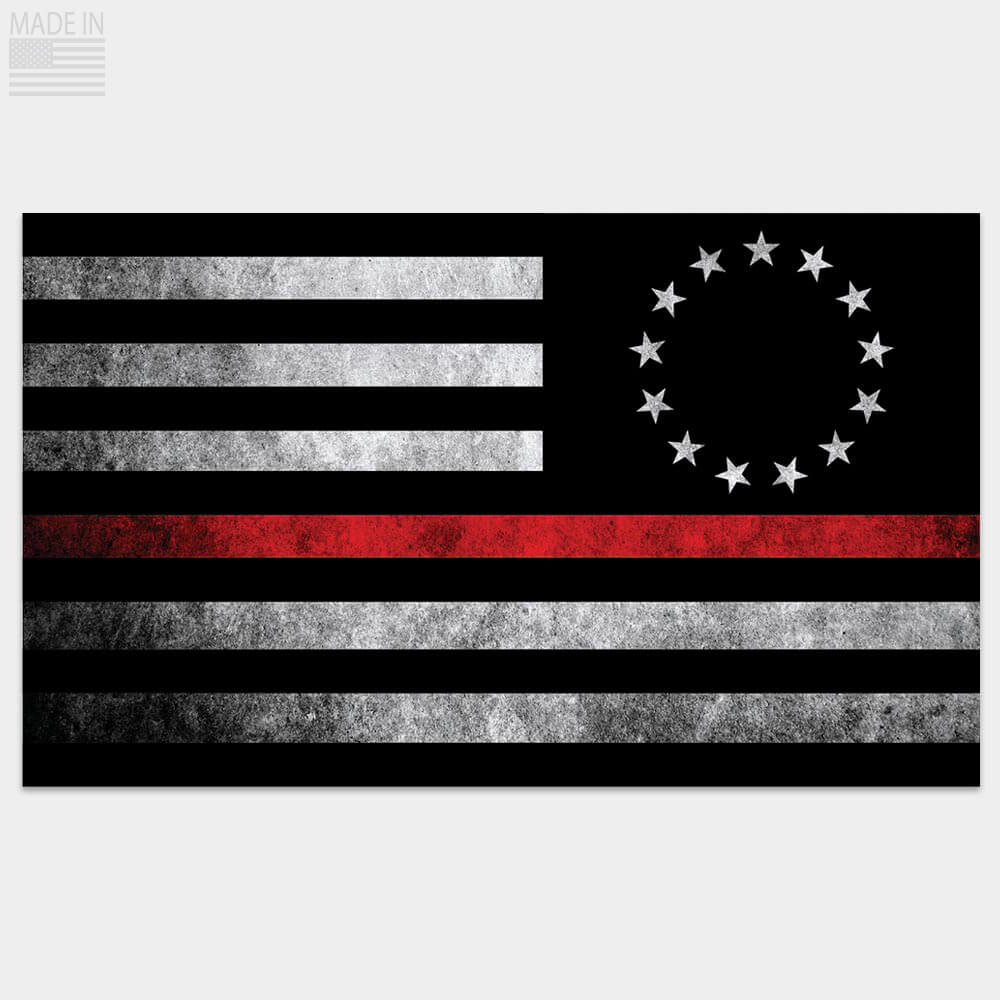 Distressed Thin Red Line Betsy Ross Reverse Flag sticker