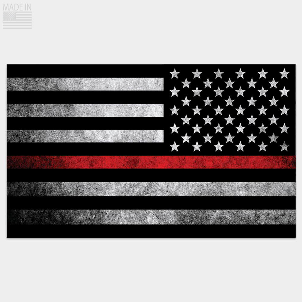 Distressed Thin Red Line Flag sticker reverse/vertical orientation