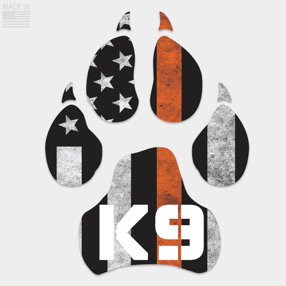 Thin Orange Line Flag K-9 die cut decal with vertical flag