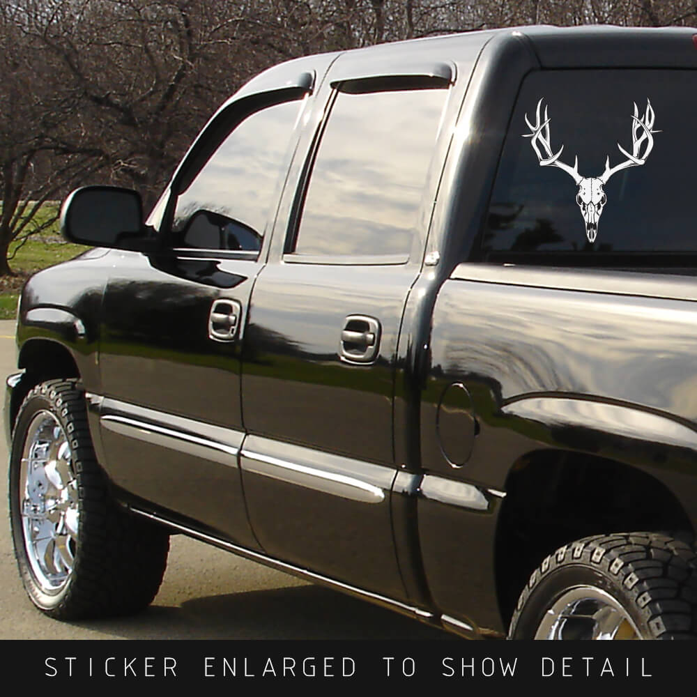 White Deer Skull Decal on back truck window