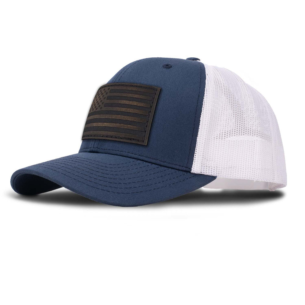 ARIAT Men's Filigree Stars & Stripes Faux Leather Patch Trucker Hat - Structured 5-Panel Cap