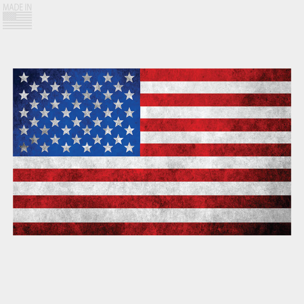 American Made Distressed Finish Red White and Blue American Flag Sticker Decal for Car or Truck made from premium vinyl