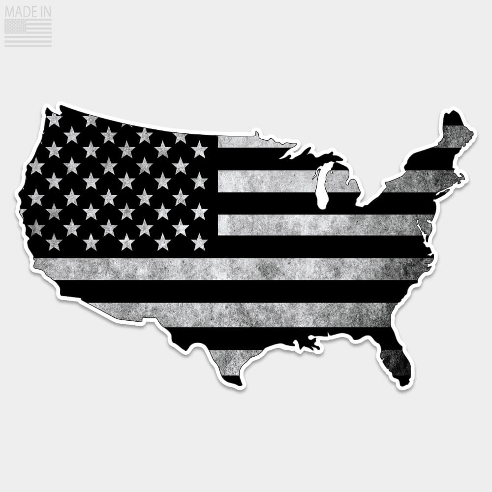 Black & Gray USA Flag Sticker