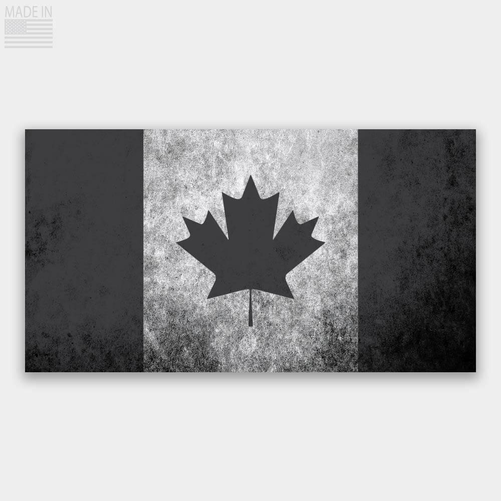Black and Gray distressed Canadian Flag Sticker