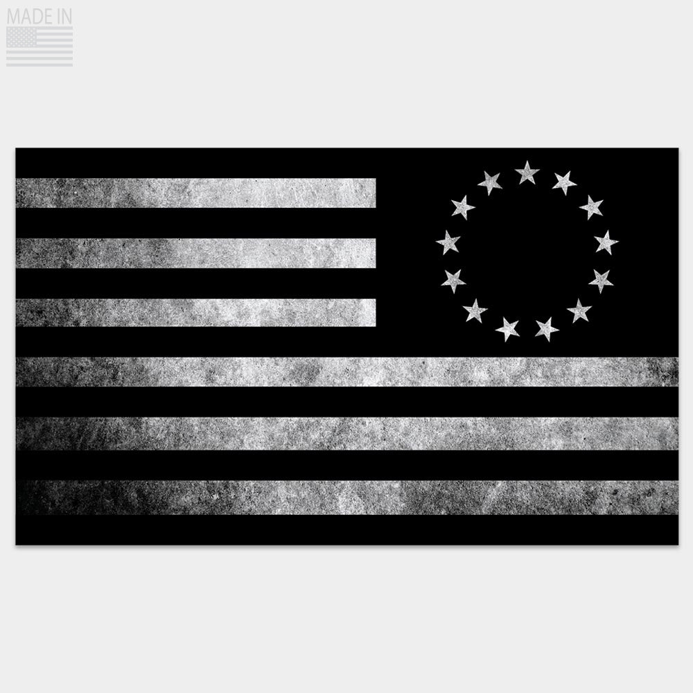 Black and Gray Betsy Ross Flag Sticker reverse orientation