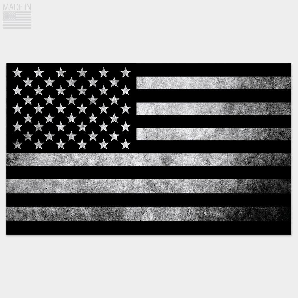 Black & Gray distressed American flag sticker