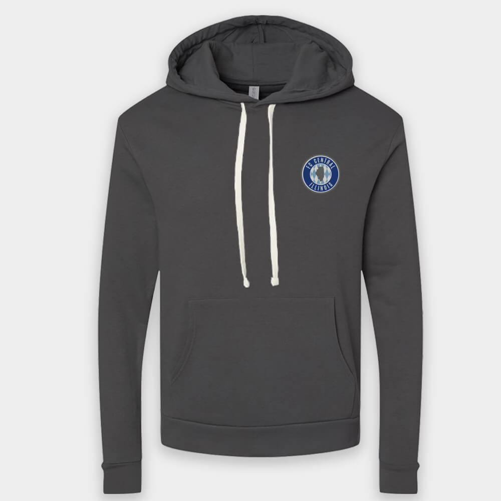 FC Central Illinois soccer club hoodie in dark gray