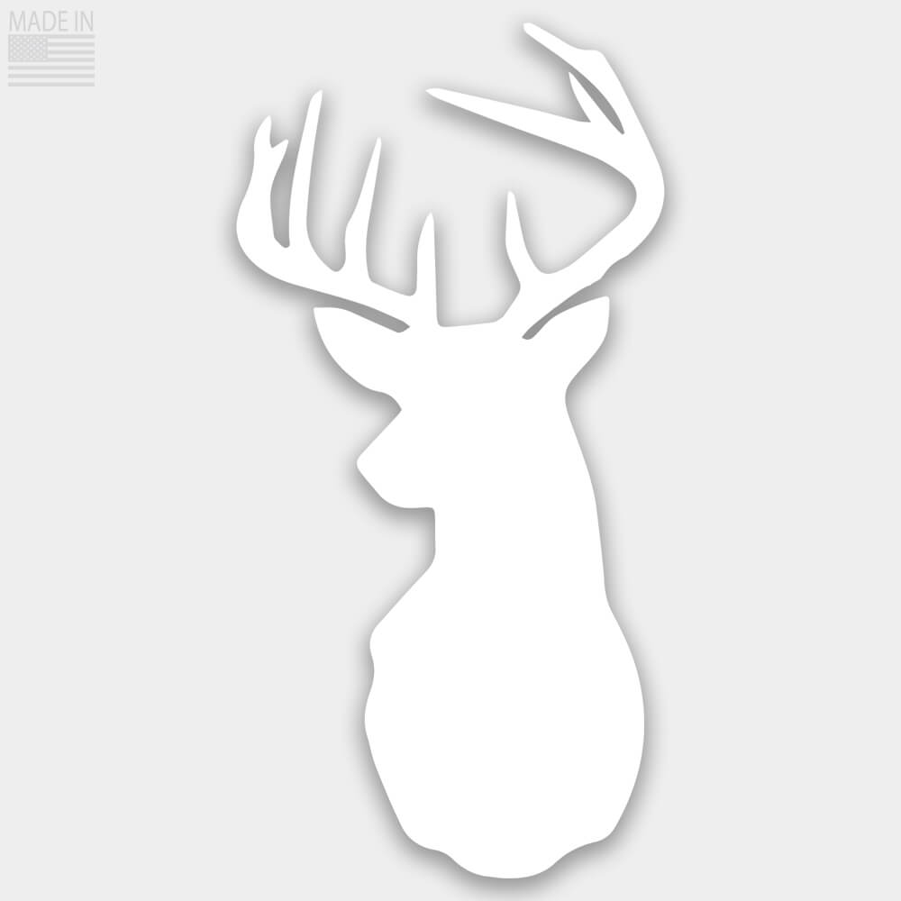 American Made white vinyl die cut whitetail deer head silhouette sticker decal