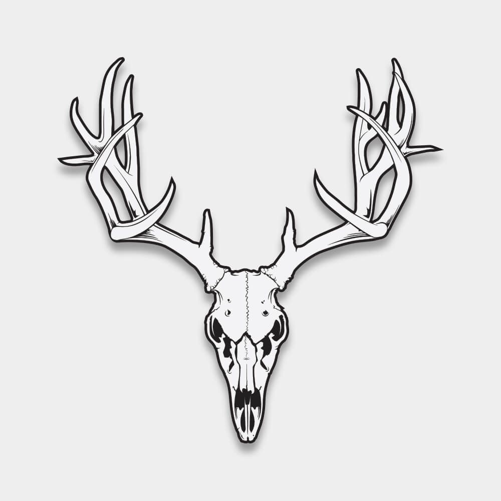Deer skull decal for vehicle window, gun safe, etc