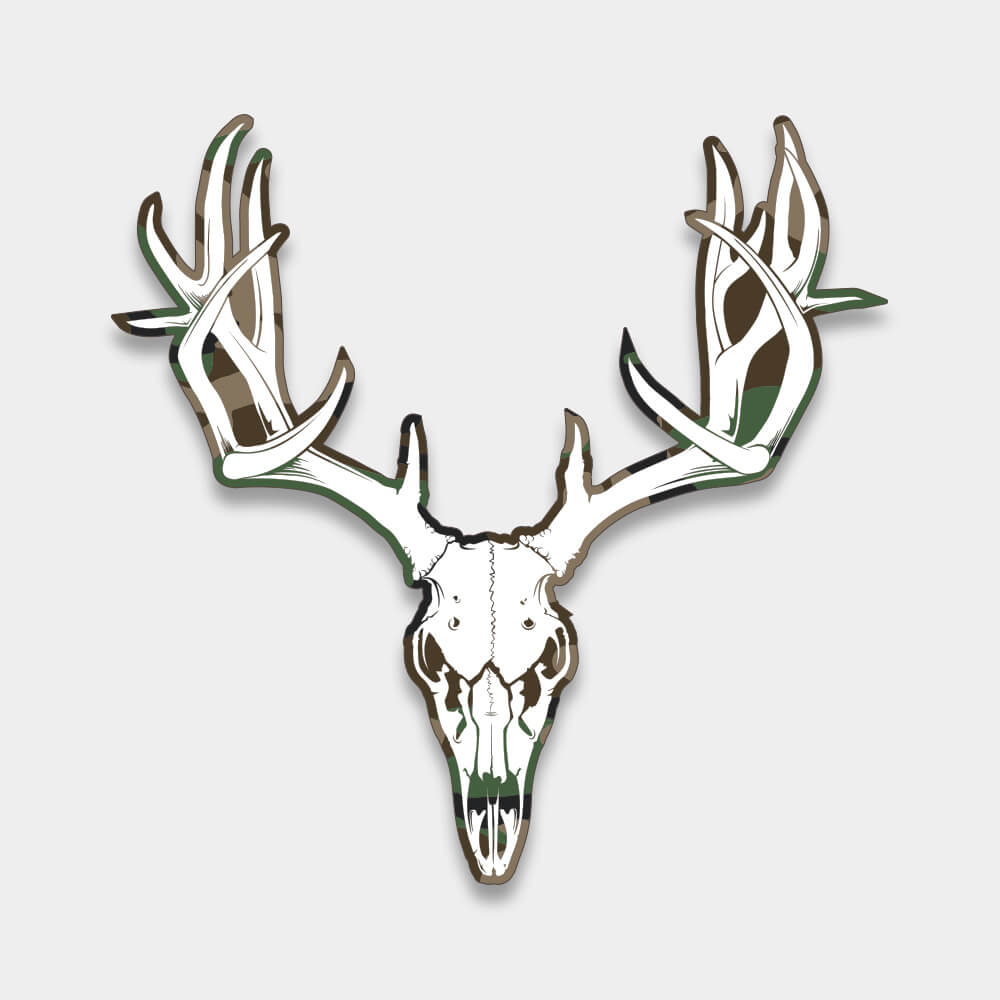Deer Skull decal with woodland camo outline