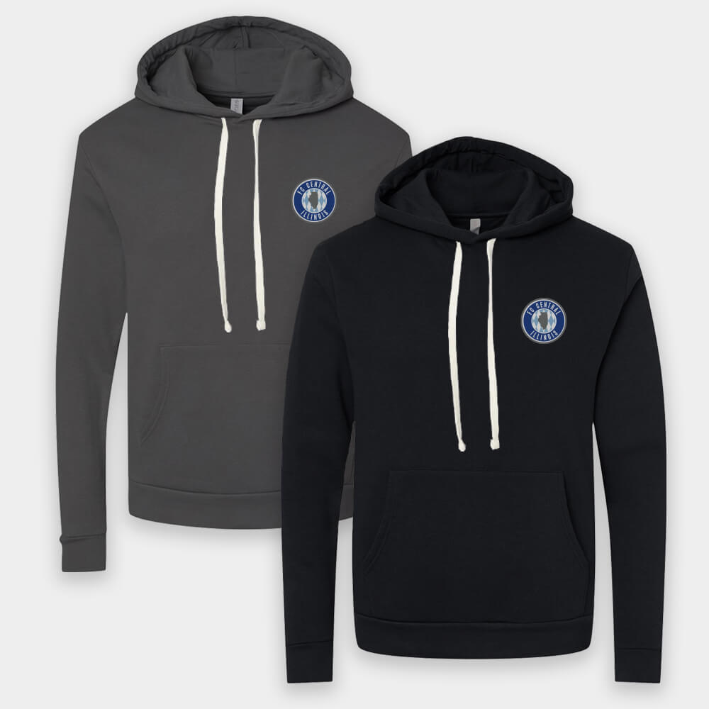 FC Central Illinois Crest Hoodies in black and dark gray
