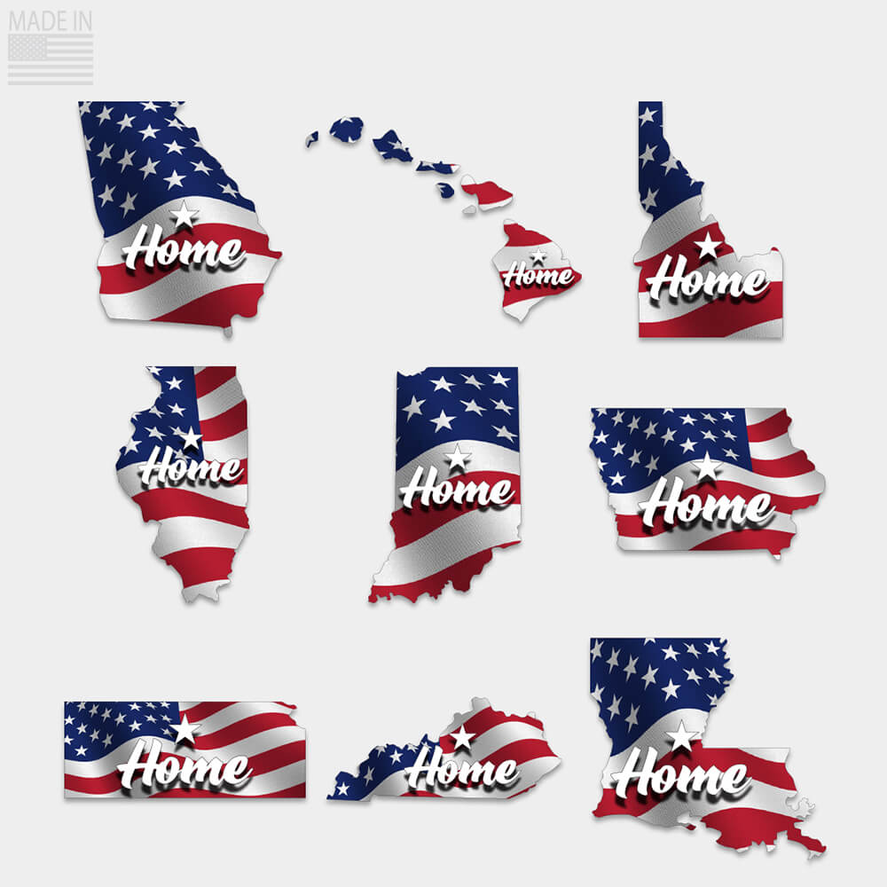State Home Flag Sticker GA, HI, ID, IL, IN, IA, KS, KY, LA