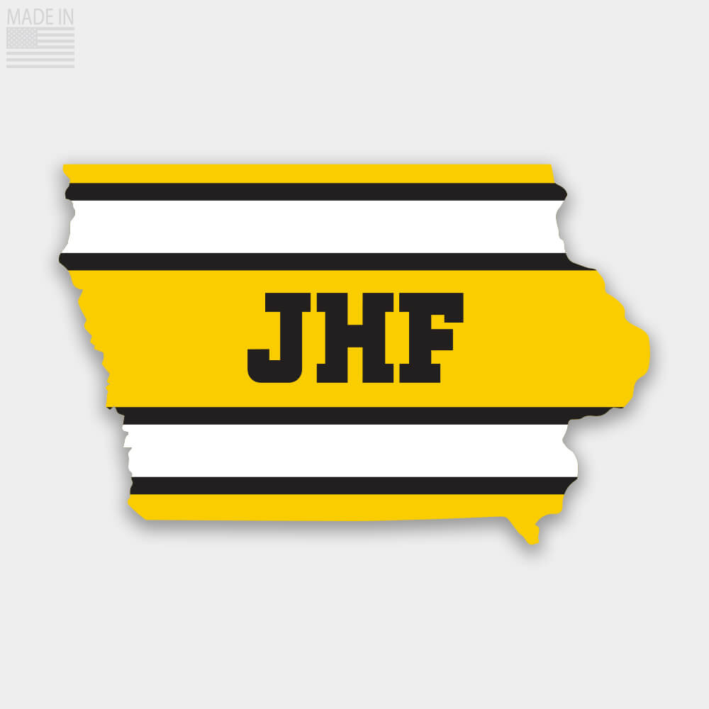 University of Iowa JHF tribute sticker for Hayden Fry