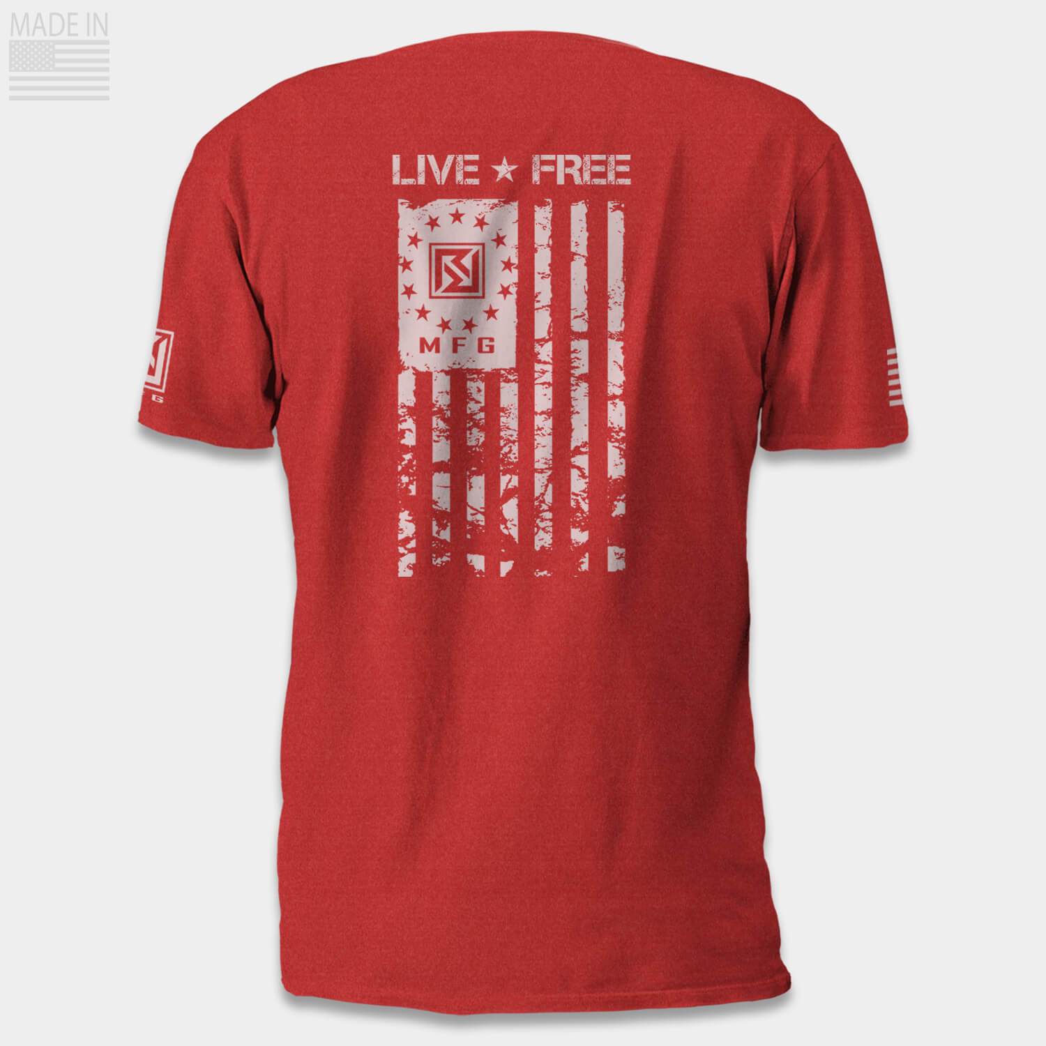 American Made Betsy Ross Live Free Flag Tee heather red