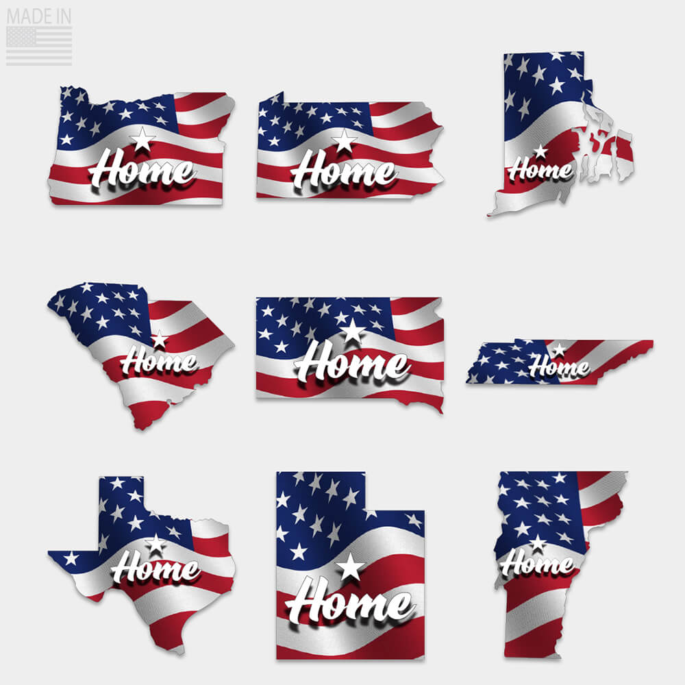State Home Flag Sticker OR, PA, RI, SC, SD, TN, TX, UT, VT