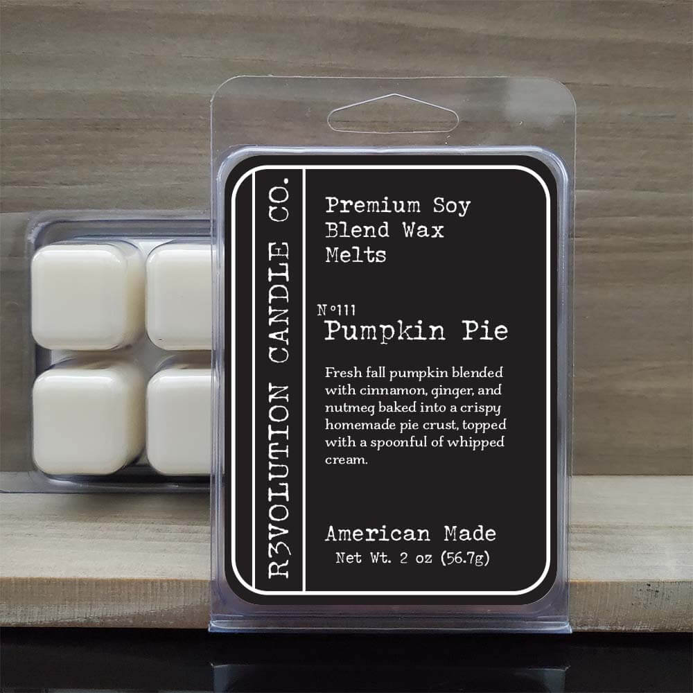 Revolution Candle Co Pumpkin Pie scented wax melts. Handcrafted in the USA