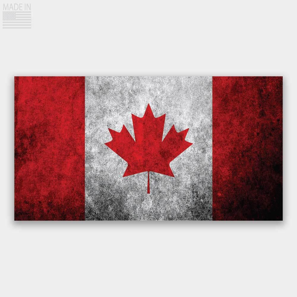 Red and Gray Distressed Canadian Flag sticker