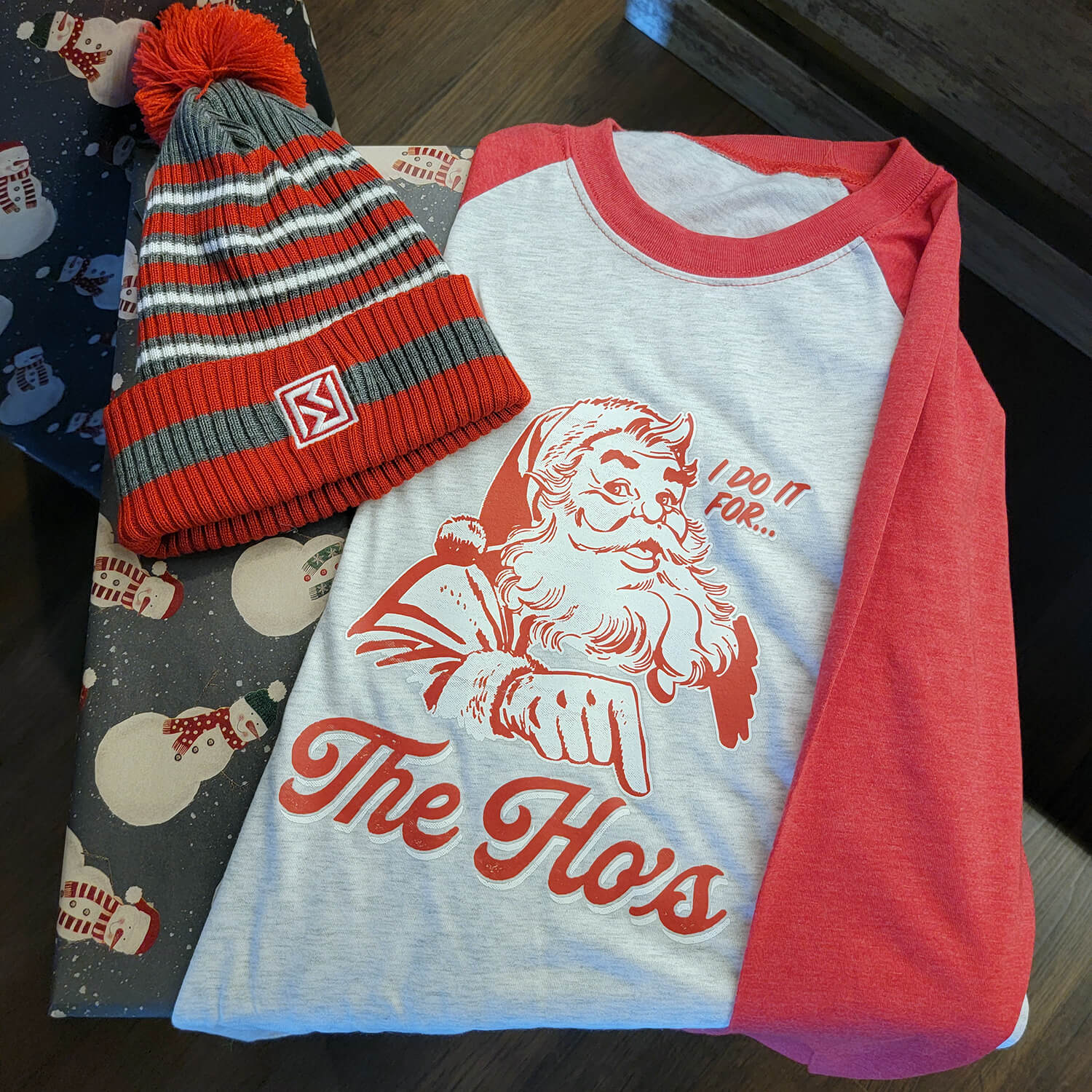 Santa Ho's Three-Quarter Sleeve Baseball Tee