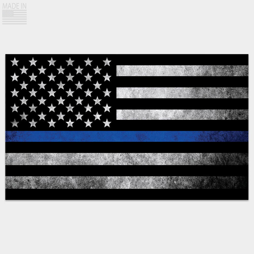 Thin Blue Line American Flag Distressed decal