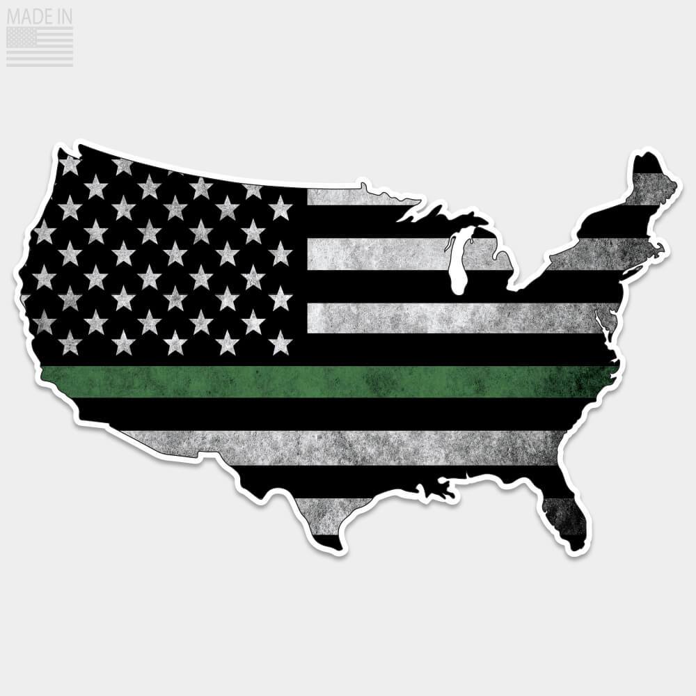 Thin Green Line Flag USA Sticker