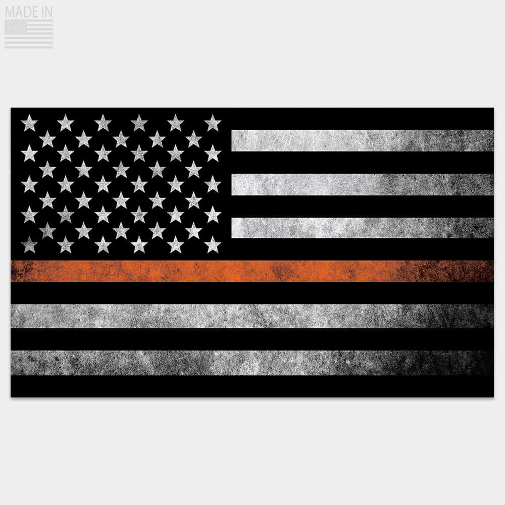 Thin Orange Line American Flag sticker
