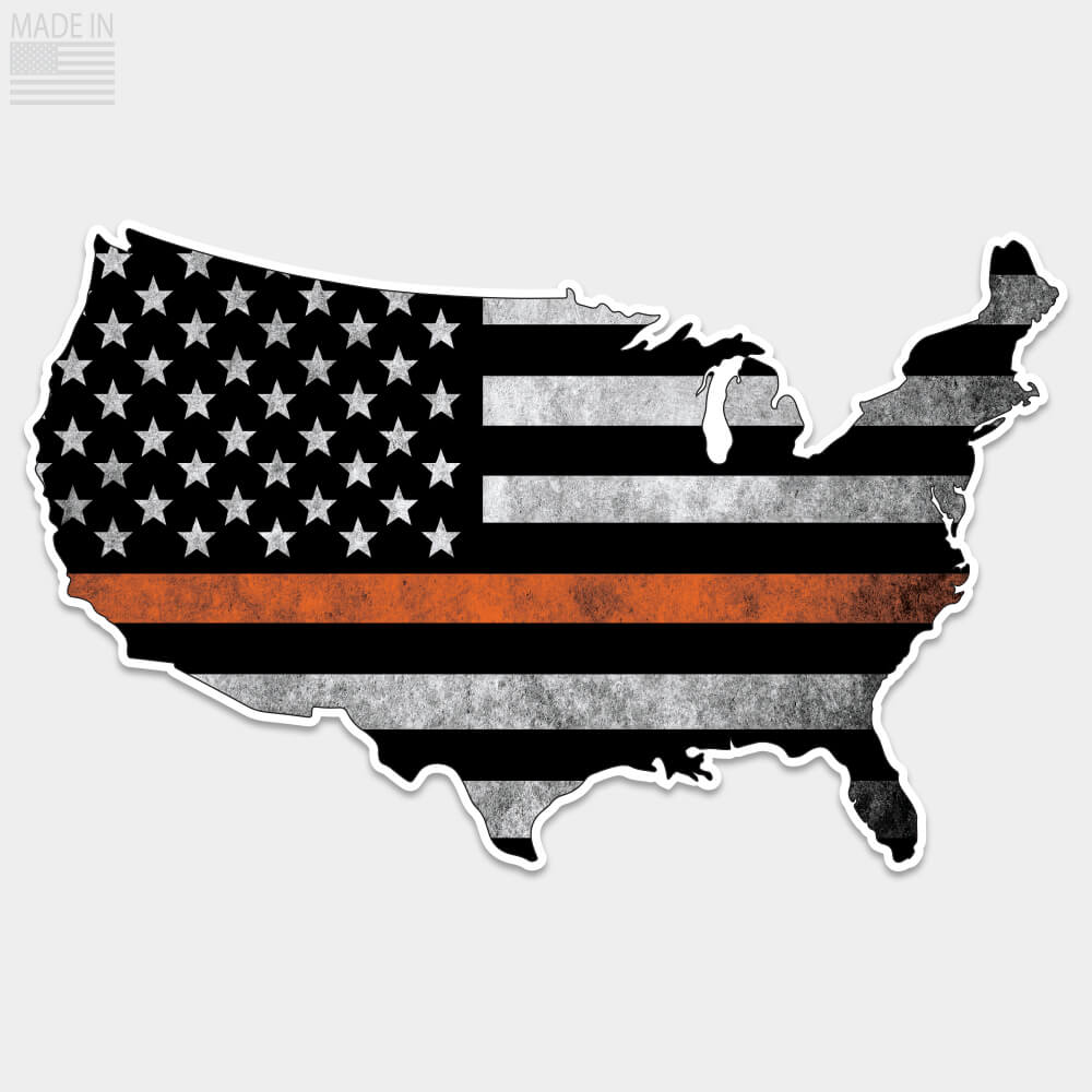USA Thin Orange Line Flag Sticker