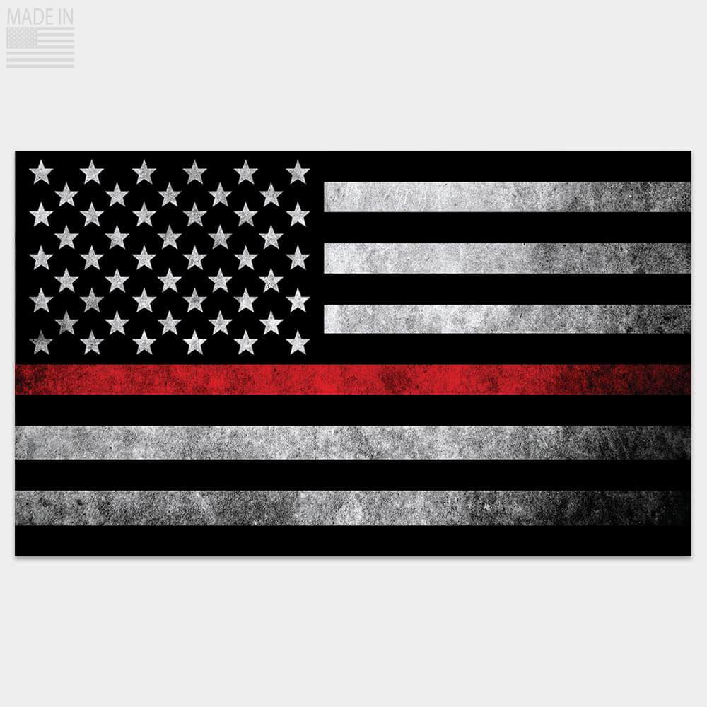 Distressed Thin Red Line Flag sticker