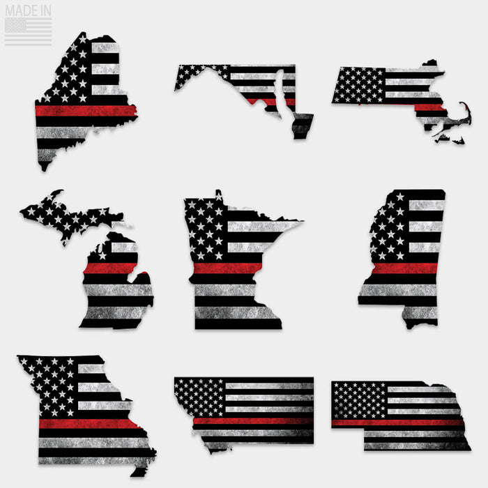 Multi Red Line Sticker Shop | Thin Red Line Sticker - US States | Revolution Mfg