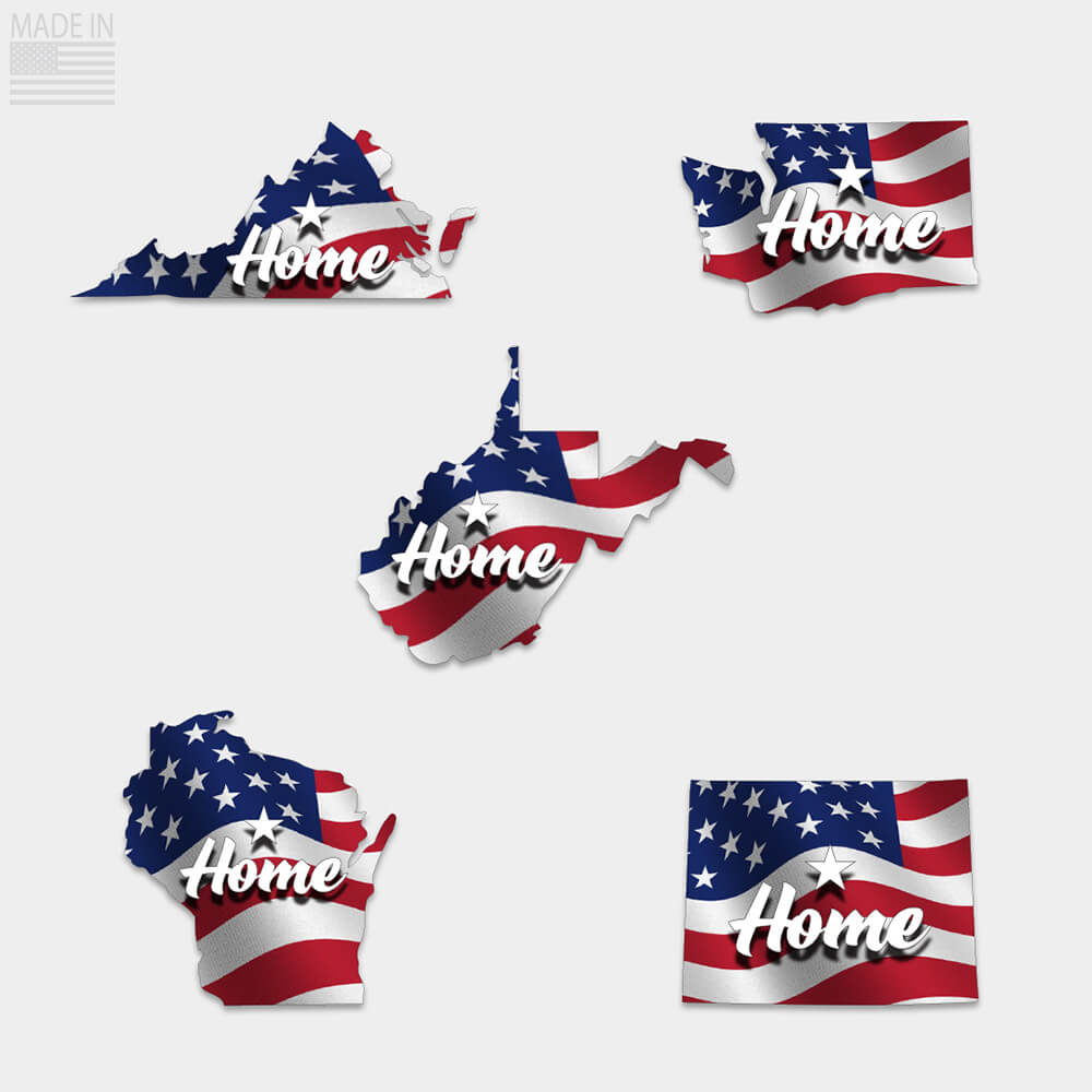 State Home Flag Sticker VA, WA, WV, WI, WY