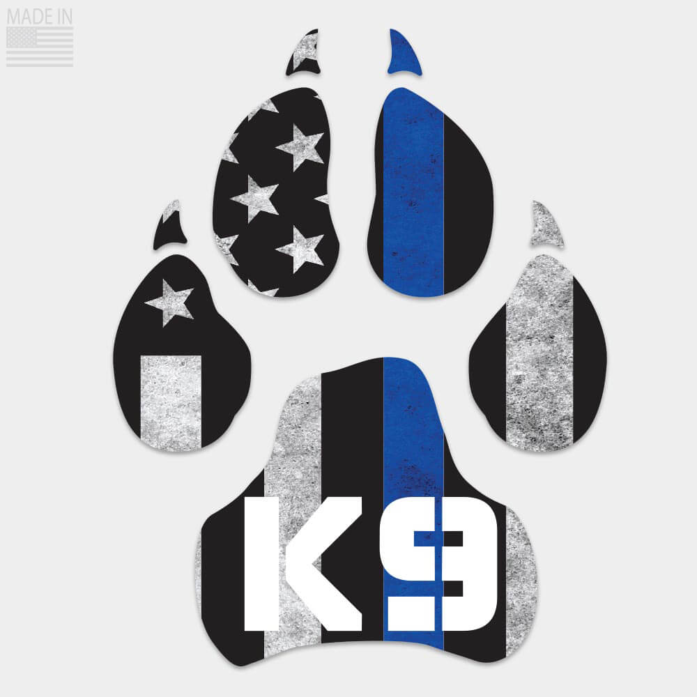 Die Cut K-9 Thin Blue Line decal with vertical flag